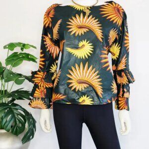 Ruffle Sleeve Top - Forest Green